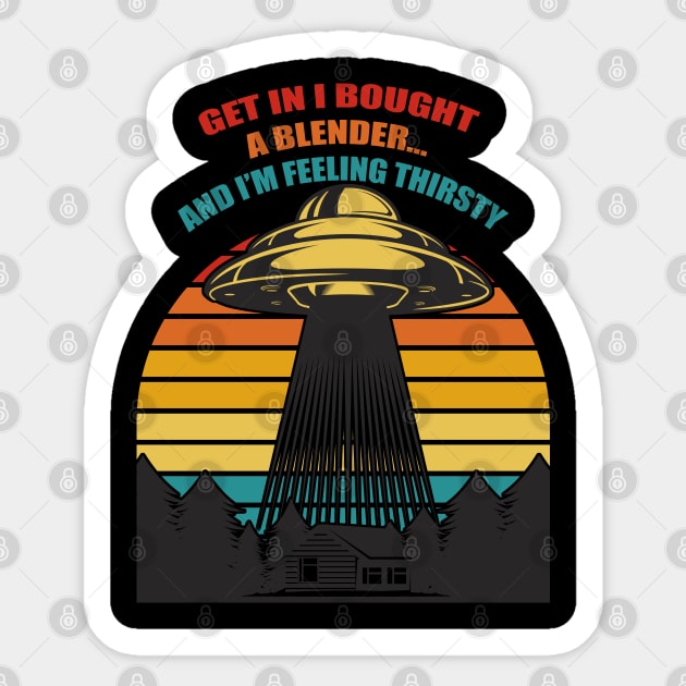 Funny Alien Ufo Retro Shirt Sticker by Retro_Design_Threadz